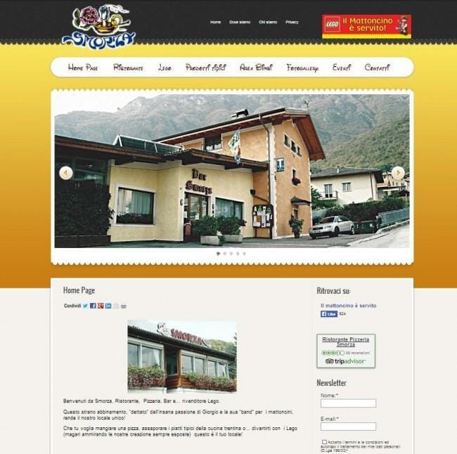 Sito web per  il ristorante, pizzeria Smorza di Trento, realizzato con WordPress  integra la newsletter - www.smorza.it