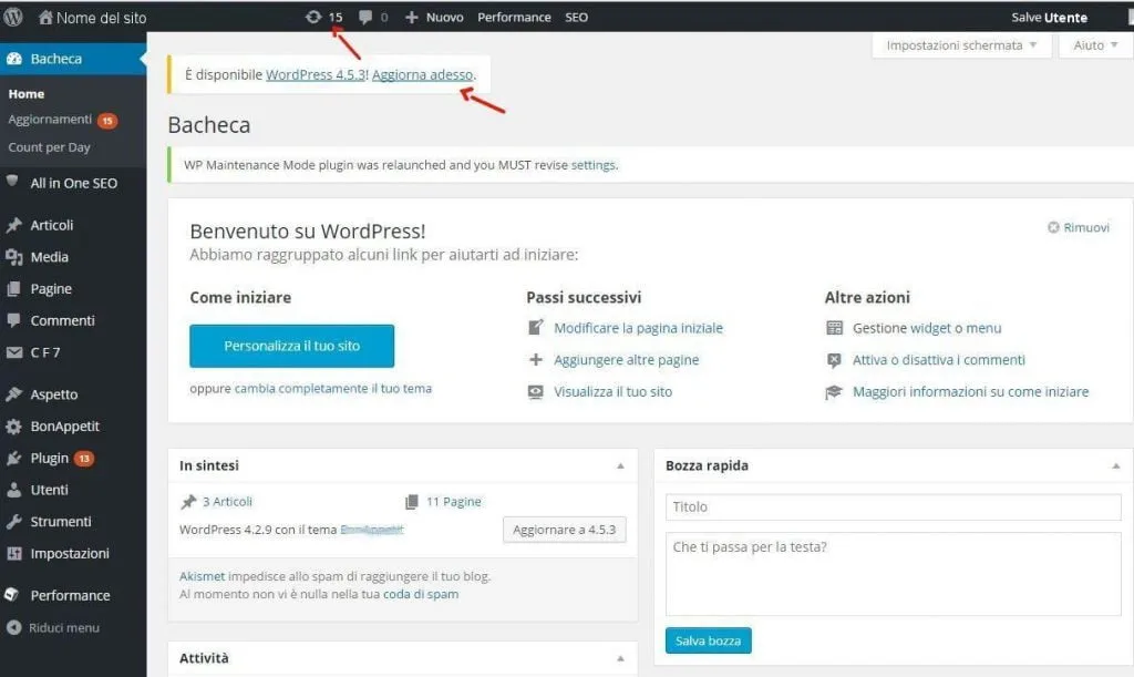 Come aggiornare WordPress