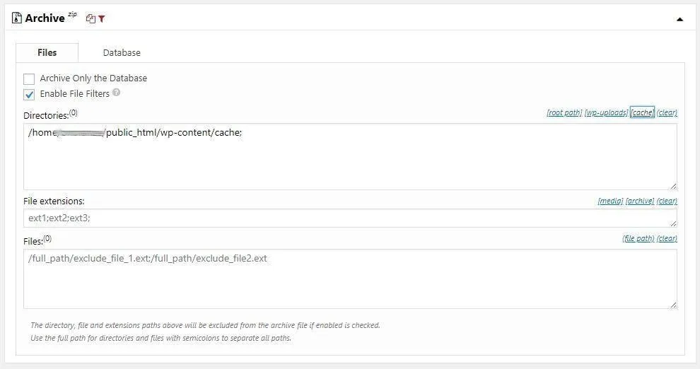 WordPress: guida passo passo a Duplicator. 7 Duplicator le opzioni archivio