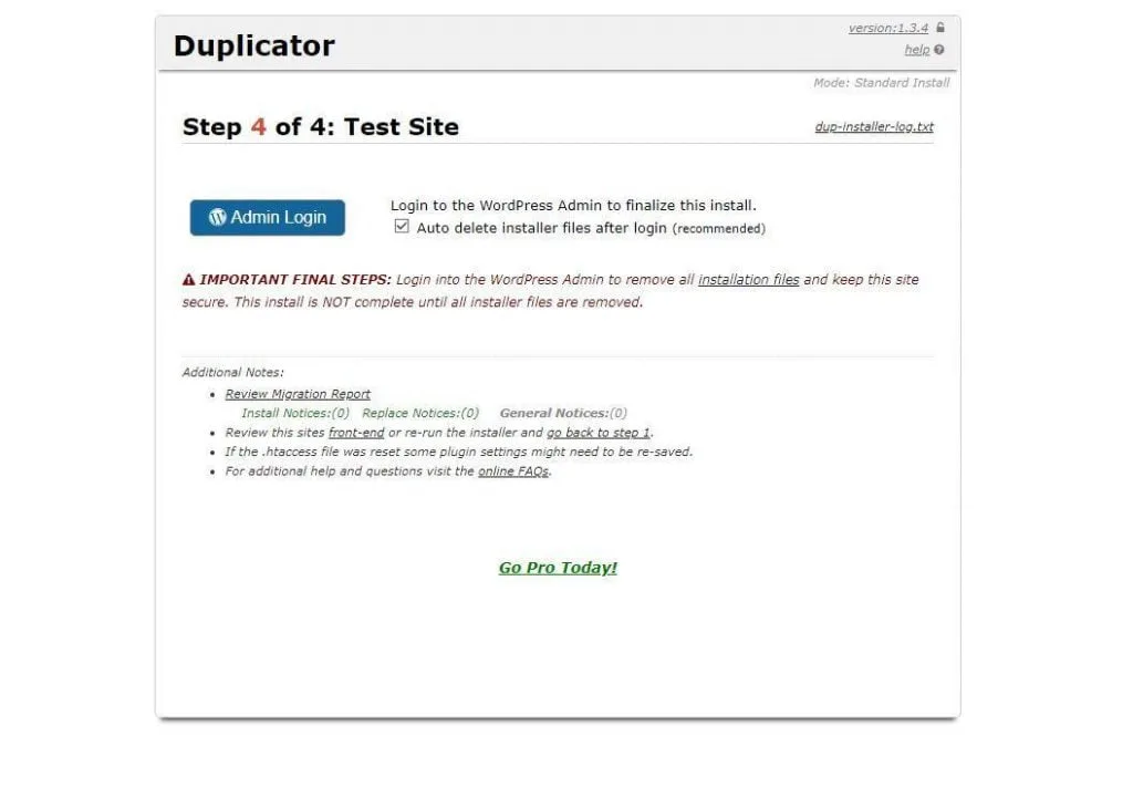 duplicator installazione passo3
