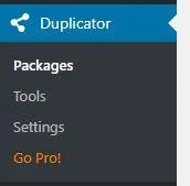 WordPress: guida passo passo a Duplicator. 4 il menù di Duplicator