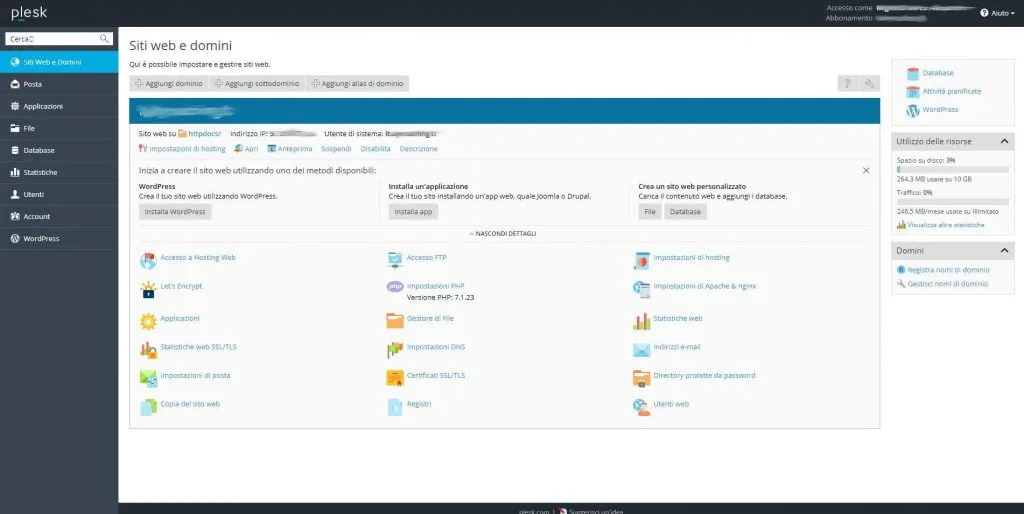 aggiornare php Plesk