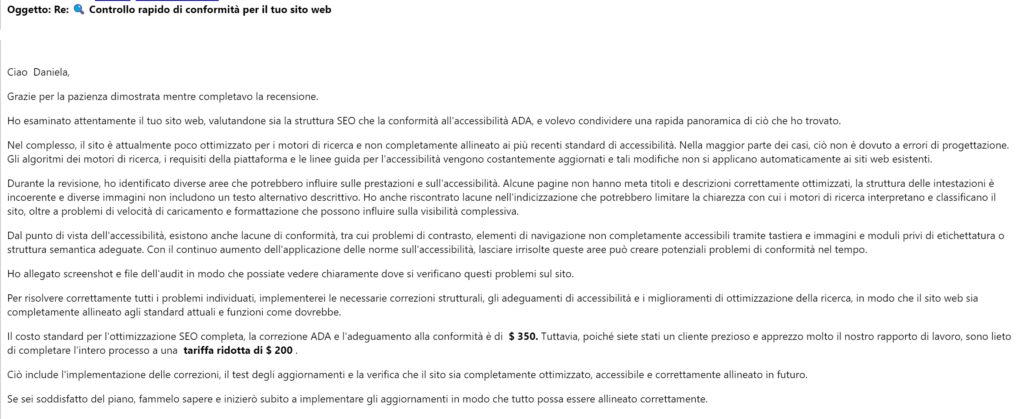 email di risposta truffa